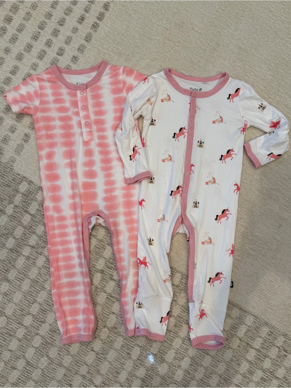 Set of Two Kyte Baby Rompers; 12-18 months
